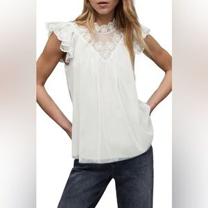 NWT AllSaints Azura Lace Top in Chalk White